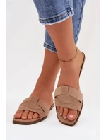 Dámské ploché sandály s pásky Eko Zamszové Béžové Florane