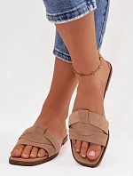 Dámské ploché sandály s pásky Eko Zamszové Béžové Florane