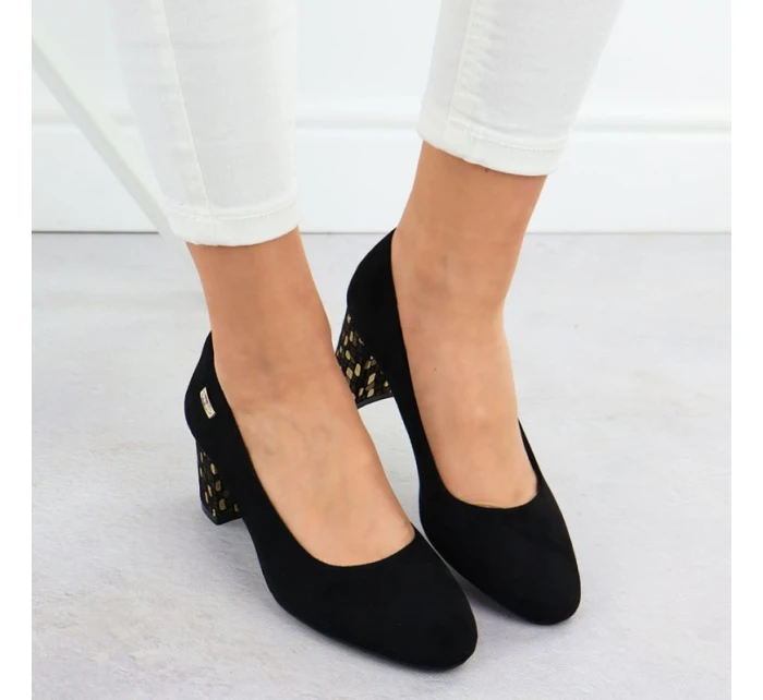 Sergio Leone W SK314D černé semišové lodičky na podpatku