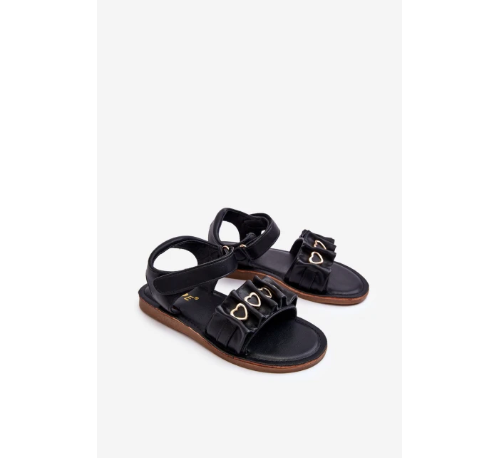 Dětské sandály se suchým zipem srdce Černá Havana
