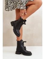 Ekokožené Boty Worker Dámské S Připínáky Černé Rianael Ekokožené Boty Worker Dámské S Připínáky Černé Rianael