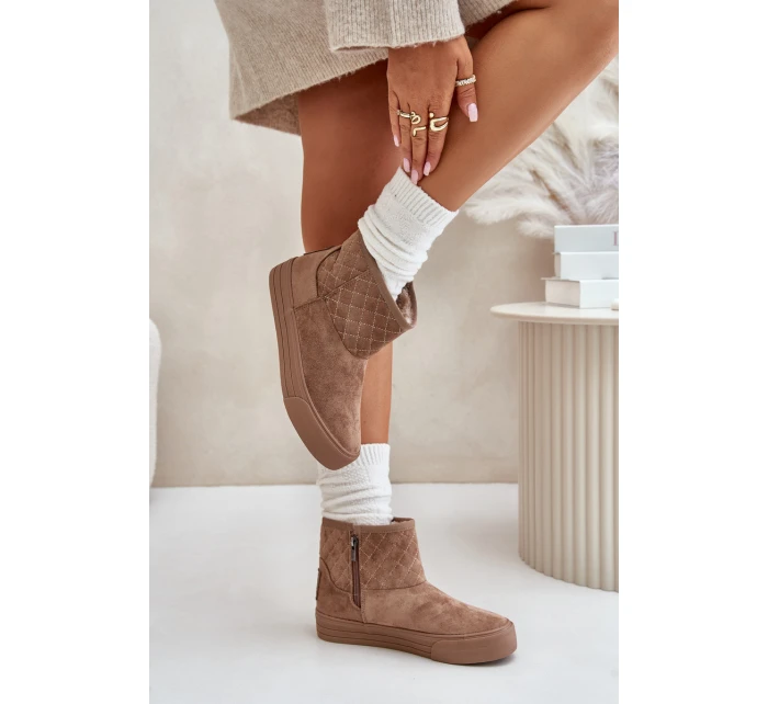 Sněhové boty na zip zateplené kožešinou Big Star model 21675203 Béžové - Big Star Shoes Sněhové boty na zip zateplené kožešinou Big Star model 21675203 Béžové - Big Star Shoes