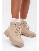 Dámské zimní boty s kožíškem na zip světle béžové Tharika