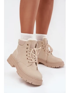 Dámské zimní boty s kožíškem na zip světle béžové Tharika