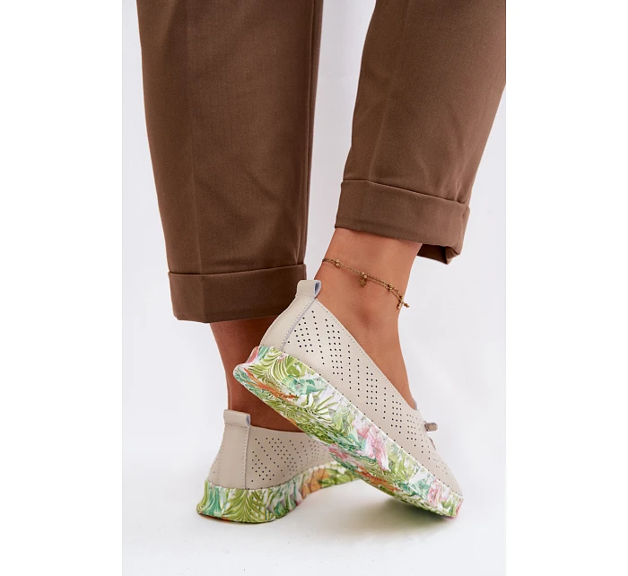 Kožené dámské polobotky model 22100343 Béžové - S.Barski Kožené dámské polobotky model 22100343 Béžové - S.Barski