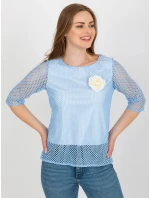 Dámská halenka LK BZ model 21402151 Světle modrá s bílou Lakerta - FPrice Dámská halenka LK BZ model 21402151 Světle modrá s bílou Lakerta - FPrice