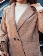 Dámský oversize dlouhý kabát z kůže béžový Dstreet model 21981938 - FashionStreet