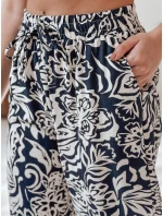 Dámské kalhoty ze široké látky TROPICAL SUN navy blue FashionStreet UY2632