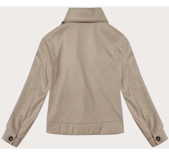 Volná béžová pruhovaná žebrovaná bunda s límcem model 19742968 - MADE IN ITALY Volná béžová pruhovaná žebrovaná bunda s límcem model 19742968 - MADE IN ITALY