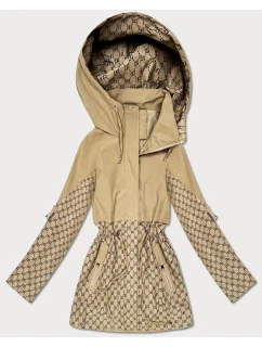 Kurtka damska ze ściągaczem w talii Goodlookin piaskowa (KK60414-2#)