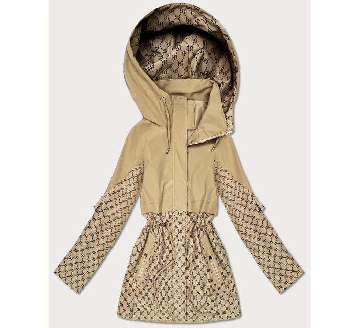 Kurtka damska ze ściągaczem w talii Goodlookin piaskowa (KK60414-2#)