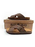 Bio Bio boty pánské žabky model 22202690 z přírodní kůže hnědé Bio Bio boty pánské žabky model 22202690 z přírodní kůže hnědé