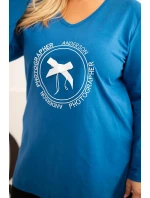 Dámská blůza s delším zadním dílem a potiskem model 21397675 - K-Fashion Dámská blůza s delším zadním dílem a potiskem model 21397675 - K-Fashion