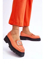Pohodlné kožené mokasíny oranžové model 21613244 - Boto