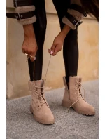 Dámské zateplené boty na zip Beige model 21667404 - Boto Dámské zateplené boty na zip Beige model 21667404 - Boto