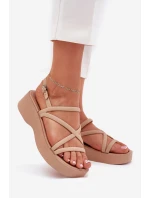 Dámské Sandály Na Platformě S Pásky Béžové model 21702591 - Boto Dámské Sandály Na Platformě S Pásky Béžové model 21702591 - Boto