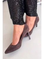 Dámské eko-semišové lodičky Sergio Leone – čokoládové 