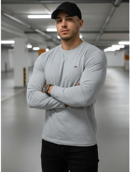 Pánské šedé tričko s dlouhým rukávem Dstreet model 21963473 - FashionStreet