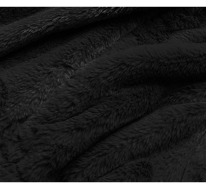 Krátká černá dámská kožešinová bunda model 17789347 - S'WEST
