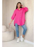Bavlněná mušelínová košile oversize růžový