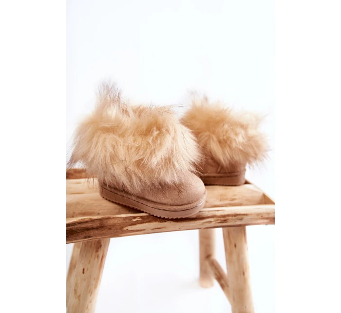 Dětské Kotníkové Boty Sněhule S Kožešinou Béžove Ariana Dětské Kotníkové Boty Sněhule S Kožešinou Béžove Ariana