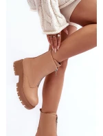 Kůže Baleríny Na Ploché Podpatku Se Zipem Camel model 21633772 - Boto