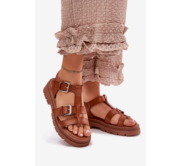 Dámské Sandály Eko Kůže S Přezkami Camel model 21699613 - Boto Dámské Sandály Eko Kůže S Přezkami Camel model 21699613 - Boto