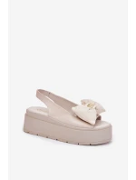 Dámské Kožené Sandály Na Platformě S Mašlí model 21701869 Béžové - CheBello