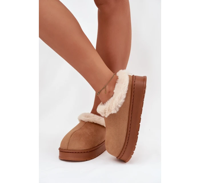 Dámské pantofle s kožíškem Camel Eveline