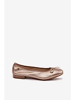 Kožené dámské baleríny model 22100762 Zlaté - Maciejka Kožené dámské baleríny model 22100762 Zlaté - Maciejka