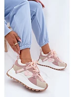 Tenisky na platformě z přírodního semiše model 22095134 růžové - Goe