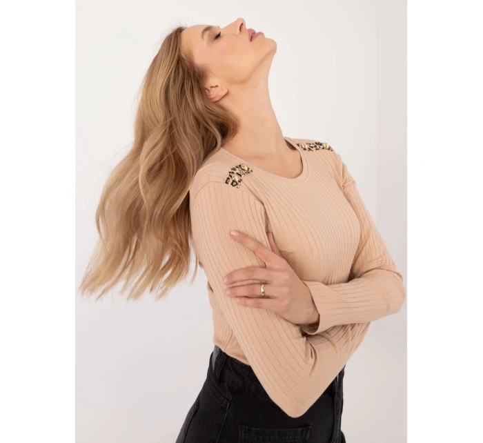 Bluzka RV BZ A model 20608934 camelowy - FPrice Bluzka RV BZ A model 20608934 camelowy - FPrice