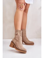 Zateplené Dámské Kotníkové Boty Na Podpatku Hnědé Vailia