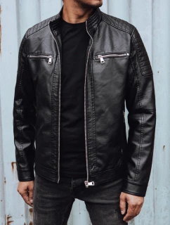 Pánská přechodná kožená bunda černá FashionStreet TX4731