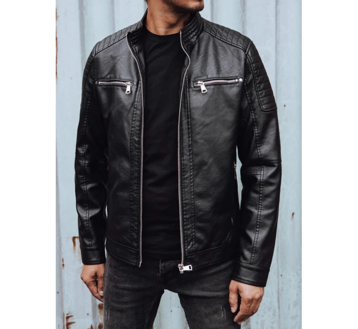 Pánská přechodná kožená bunda černá Dstreet TX4731