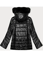 Černá prošívaná dámská bunda s kapucí model 21246815 - S'WEST Černá prošívaná dámská bunda s kapucí model 21246815 - S'WEST