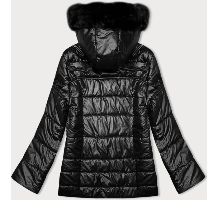 Černá dámská prošívaná bunda s kapucí S'west (B8183-1) Černá dámská prošívaná bunda s kapucí S'west (B8183-1)