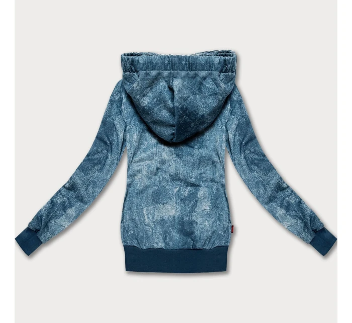 Světle modrá vypasovaná dámská mikina s asymetrickým zipem LHD (AMG-61)