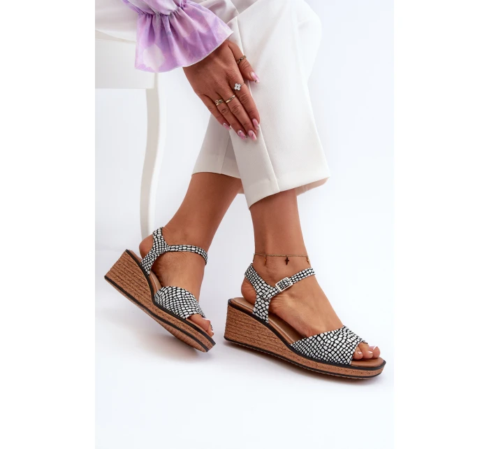 Dámské sandály Na Klinu Sergio Leone SK303 Černobílé