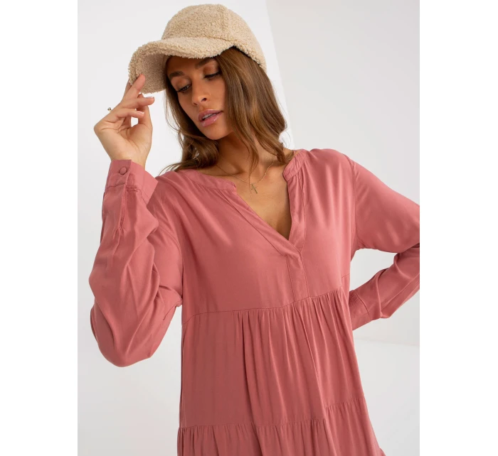 Šaty D73761M30361A tmavě růžové