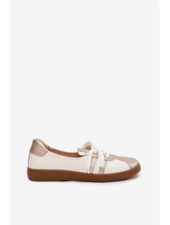 Dámské kožené polobotky typu barefoot Zazoo – bílo-zlaté