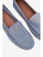 Dámské mokasíny s malým zlatým detailem – modré Sarivelle Dámské mokasíny s malým zlatým detailem – modré Sarivelle