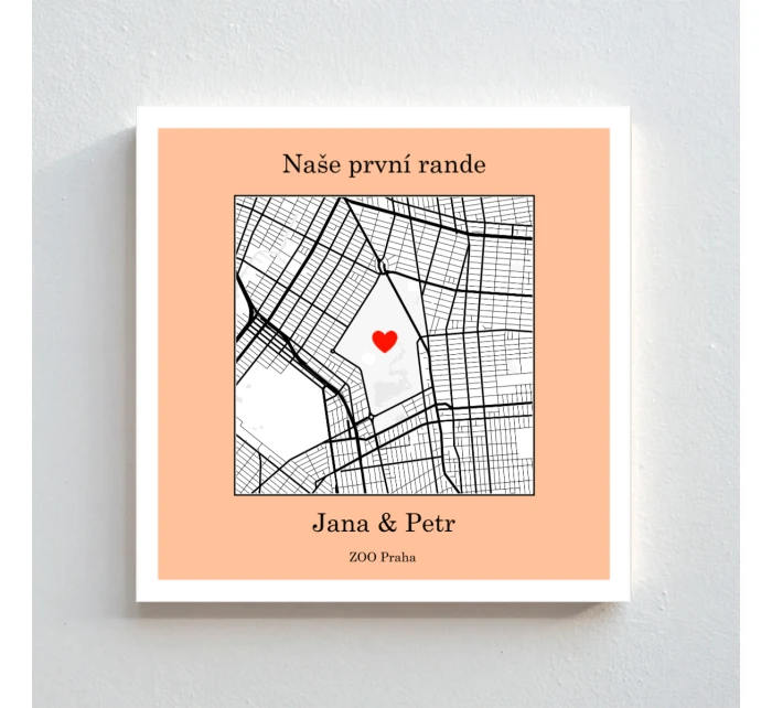 Personalizovaný plakát v rámu - čtverec 20x20 - mapa