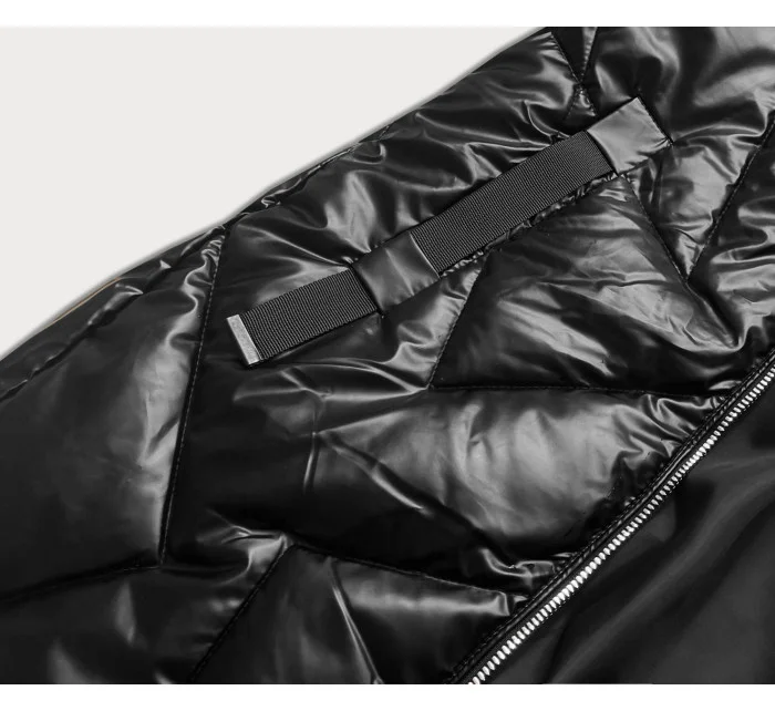 Černo-hnědá dámská zimní bunda s kapucí (5m775-392) Černo-hnědá dámská zimní bunda s kapucí (5m775-392)