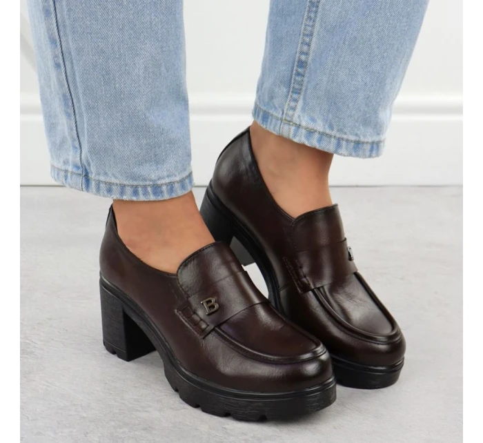 Dámské mokasíny na klínku hnědé Potocki SZ12700