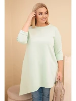 Dámská model 21808677 Plus Size z viskózy s volným střihem a dlouhým rukávem mátová - K-Fashion Dámská model 21808677 Plus Size z viskózy s volným střihem a dlouhým rukávem mátová - K-Fashion