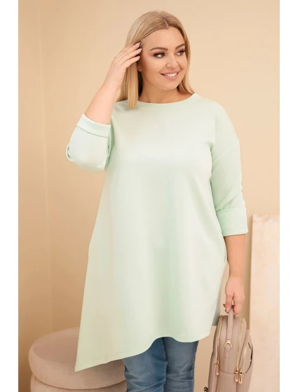 Dámská model 21808677 Plus Size z viskózy s volným střihem a dlouhým rukávem mátová - K-Fashion Dámská model 21808677 Plus Size z viskózy s volným střihem a dlouhým rukávem mátová - K-Fashion