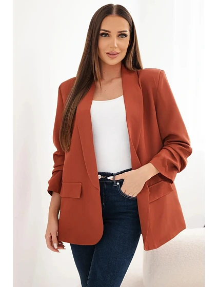 Elegantní blejzr s klopami hnědá