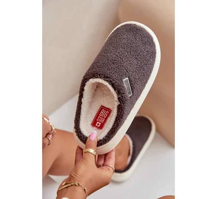Zateplené Pantofle Na Silné Podešvi Big Star MM274134 Tmavě Šedé Zateplené Pantofle Na Silné Podešvi Big Star MM274134 Tmavě Šedé