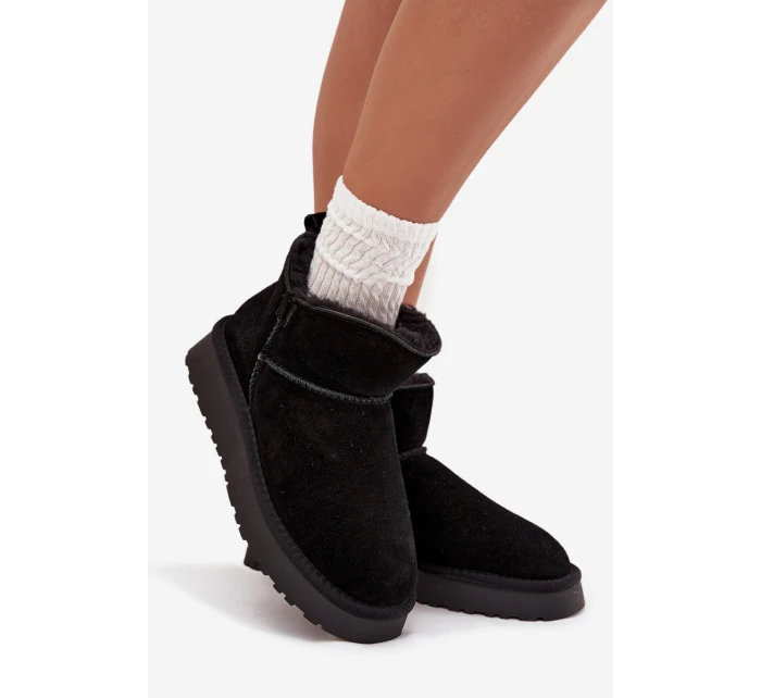 Sněhule z přírodního semiše vyhřívané s kožešinou Vinceza 97961 Černé